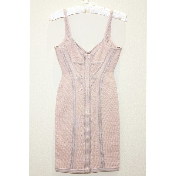 NEW Herve Leger Elissa Classic Bodycon Dress in Pink - Picture 3 of 13